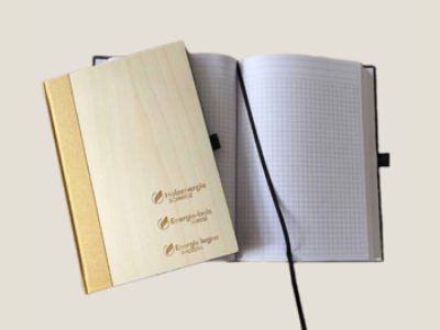 Holznotizbuch Buche weiss unbehandelt mit Gold-Rücken
